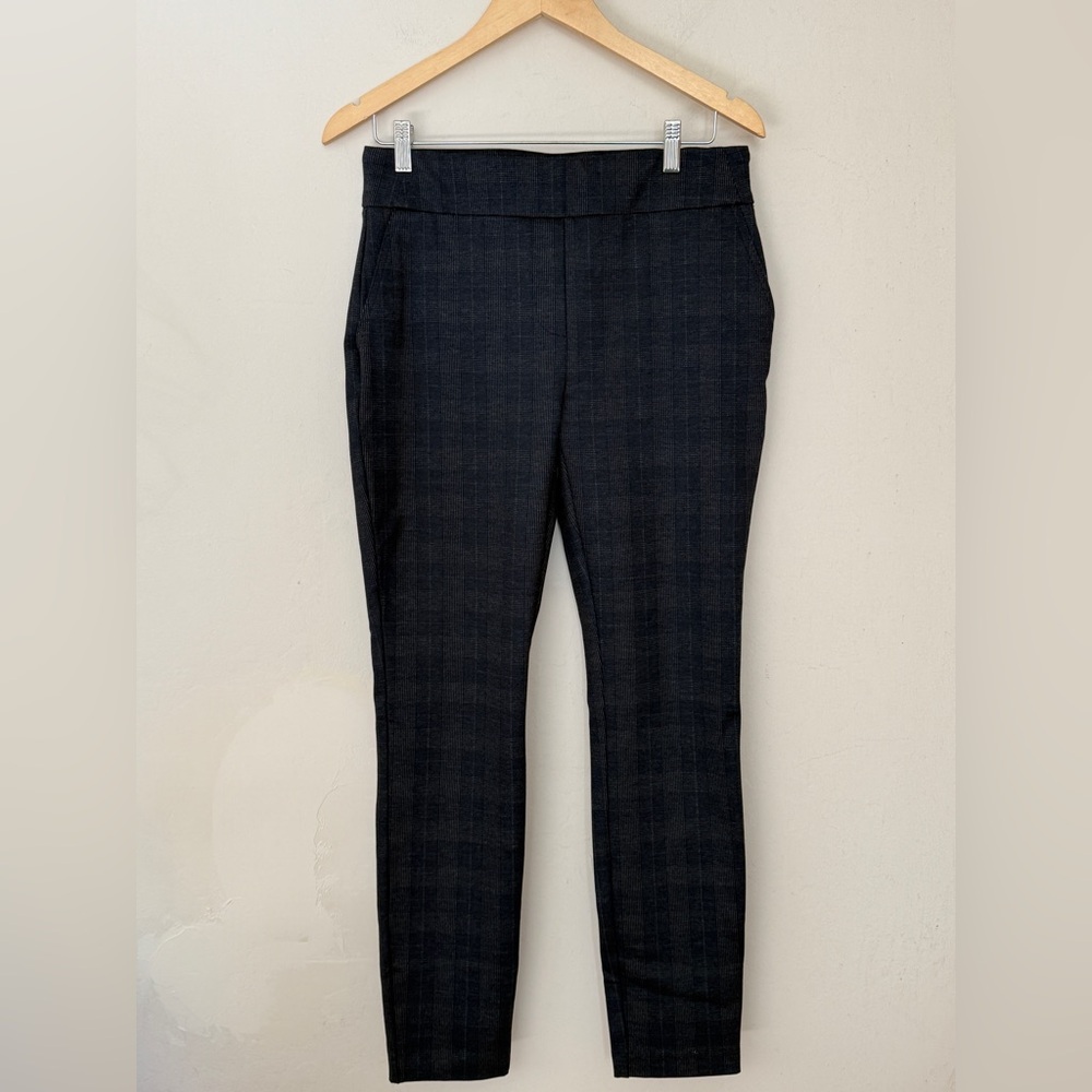 Dalia Pull On Trouser Pants Plaid Career Work Office Stretch Elastic Waist M